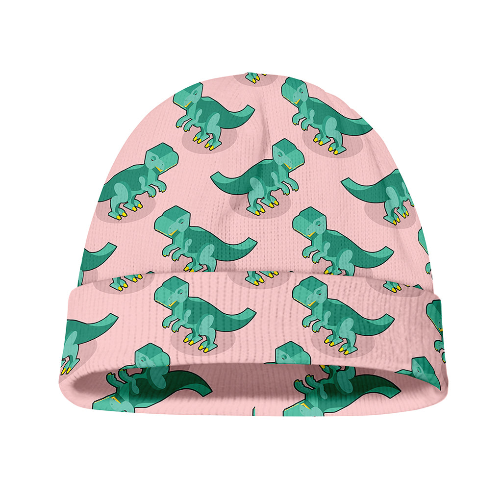 Isometric Tyrannosaurus Pattern Print Beanie