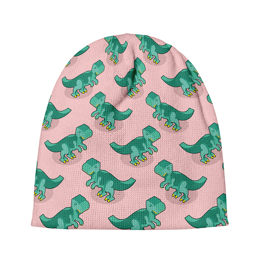 Isometric Tyrannosaurus Pattern Print Beanie