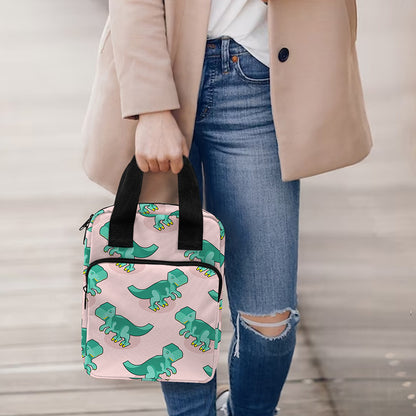 Isometric Tyrannosaurus Pattern Print Bible Tote Bag