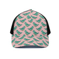 Isometric Tyrannosaurus Pattern Print Black Mesh Trucker Hat