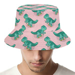 Isometric Tyrannosaurus Pattern Print Bucket Hat