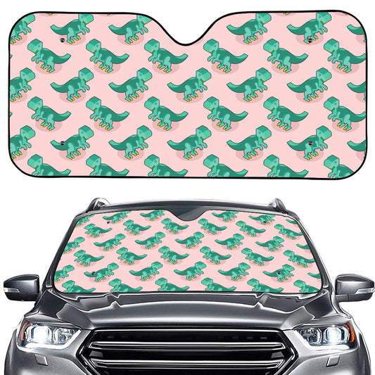 Isometric Tyrannosaurus Pattern Print Car Windshield Sun Shade