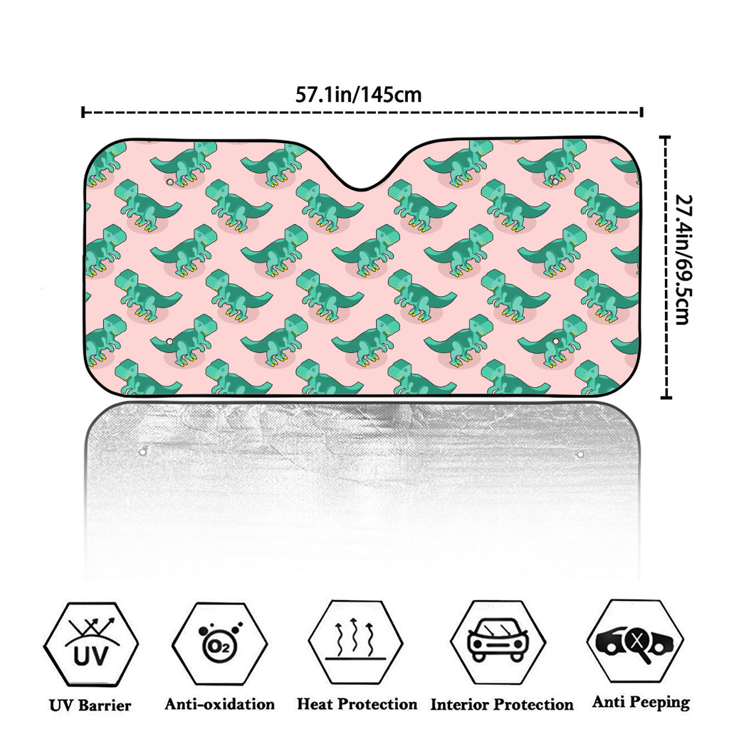 Isometric Tyrannosaurus Pattern Print Car Windshield Sun Shade
