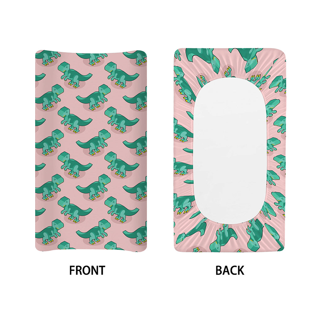 Isometric Tyrannosaurus Pattern Print Changing Pad Cover