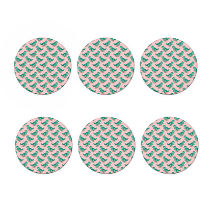 Isometric Tyrannosaurus Pattern Print Coaster Set