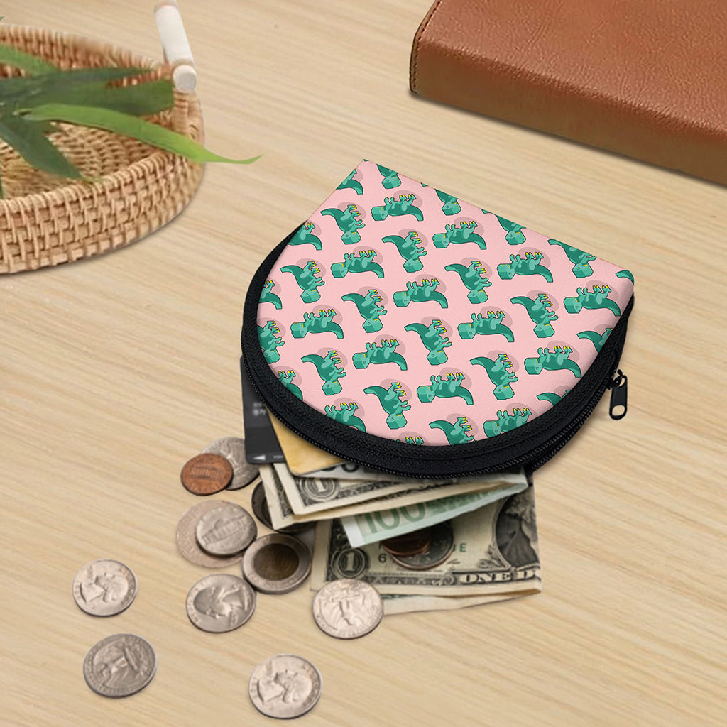Isometric Tyrannosaurus Pattern Print Coin Purse