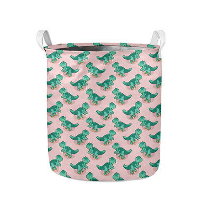Isometric Tyrannosaurus Pattern Print Collapsible Laundry Basket