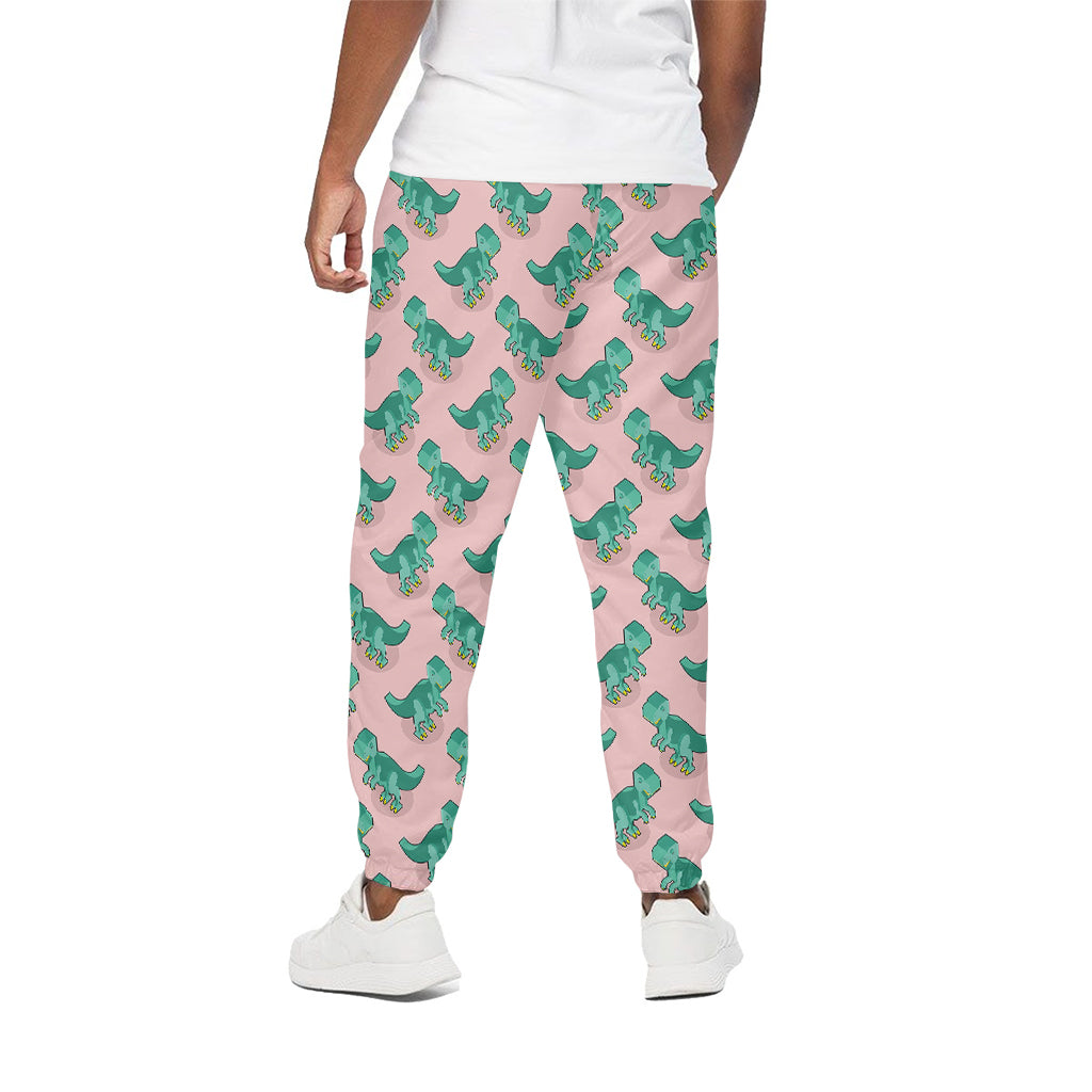 Isometric Tyrannosaurus Pattern Print Cotton Pants