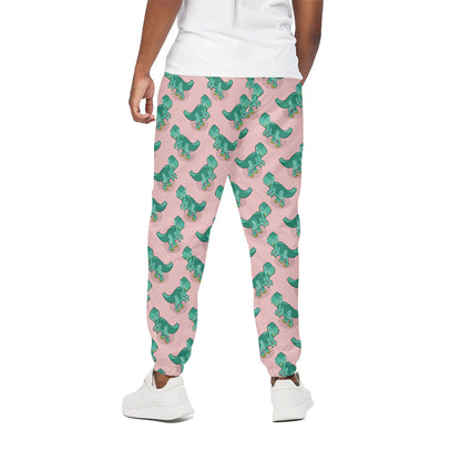 Isometric Tyrannosaurus Pattern Print Cotton Pants