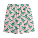 Isometric Tyrannosaurus Pattern Print Cotton Shorts