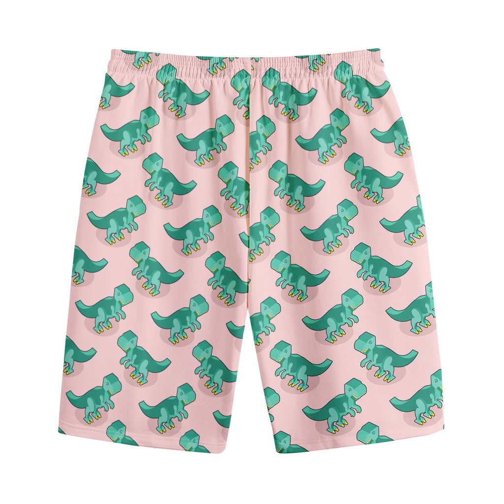 Isometric Tyrannosaurus Pattern Print Cotton Shorts