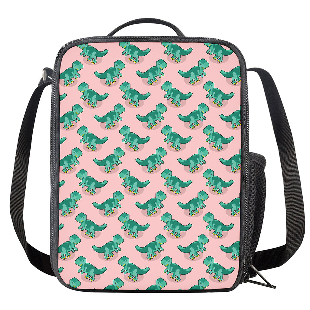 Isometric Tyrannosaurus Pattern Print Crossbody Lunch Bag