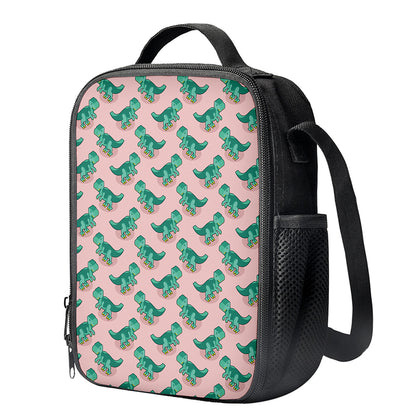 Isometric Tyrannosaurus Pattern Print Crossbody Lunch Bag