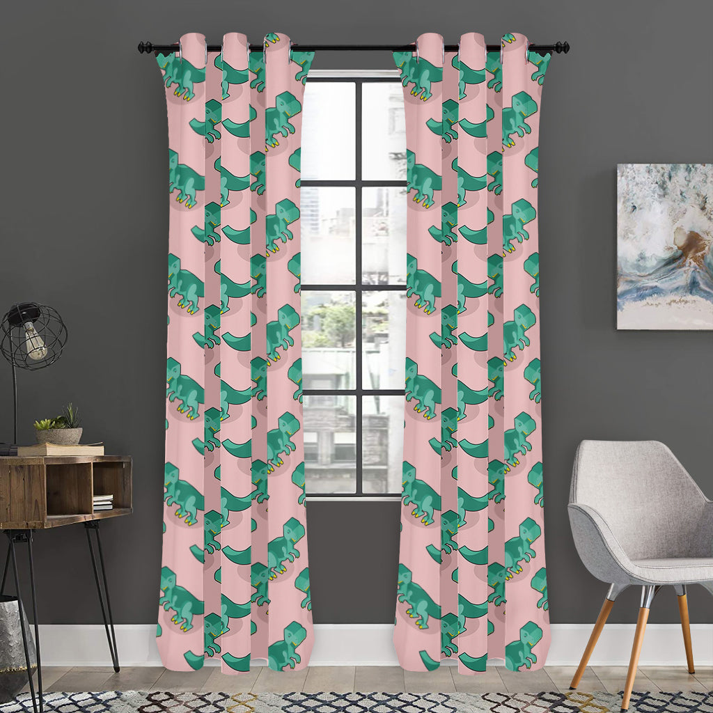 Isometric Tyrannosaurus Pattern Print Curtain