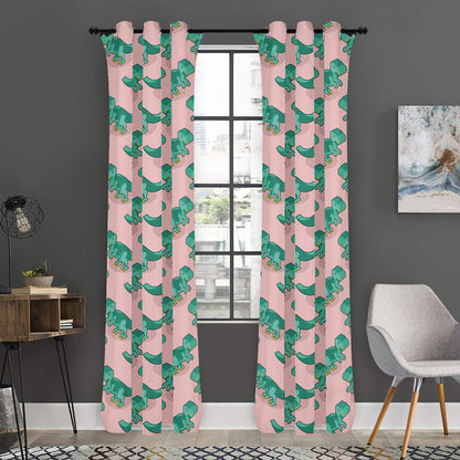 Isometric Tyrannosaurus Pattern Print Curtain