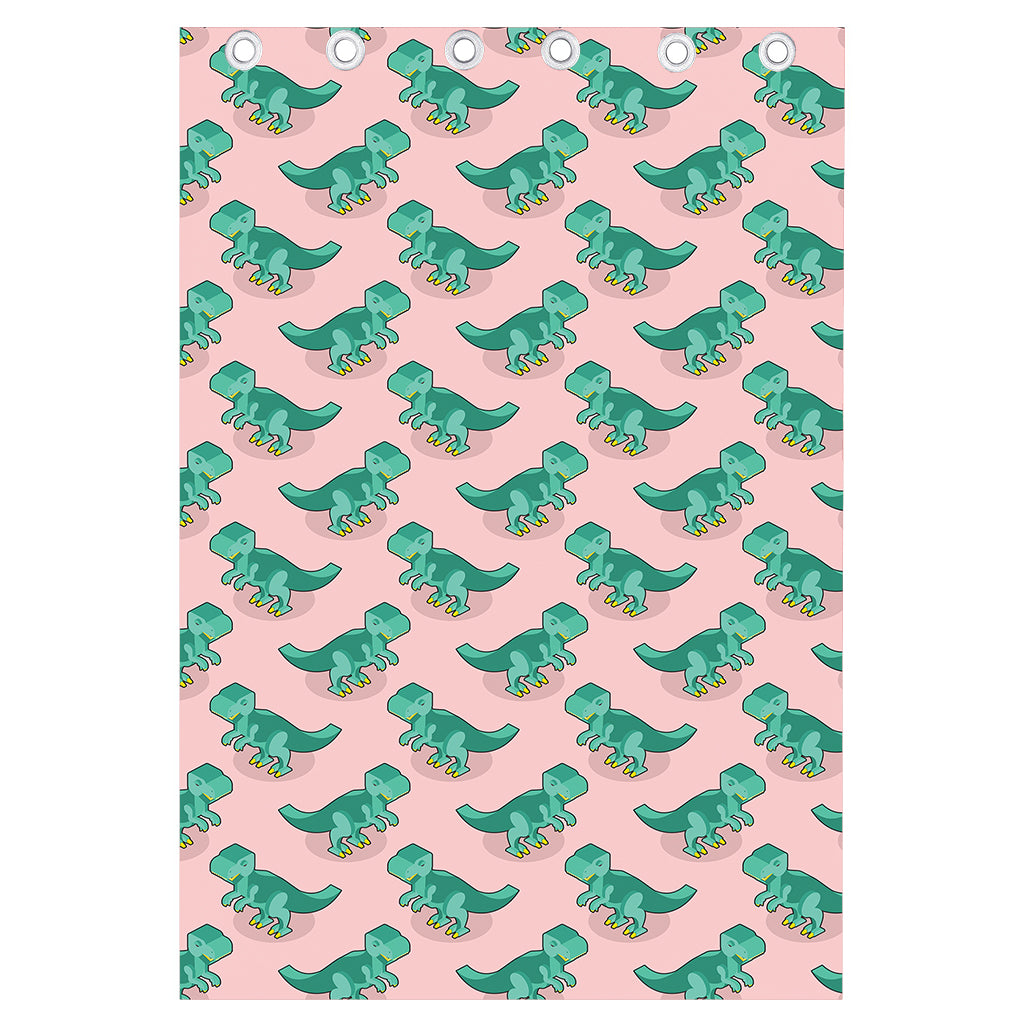 Isometric Tyrannosaurus Pattern Print Curtain