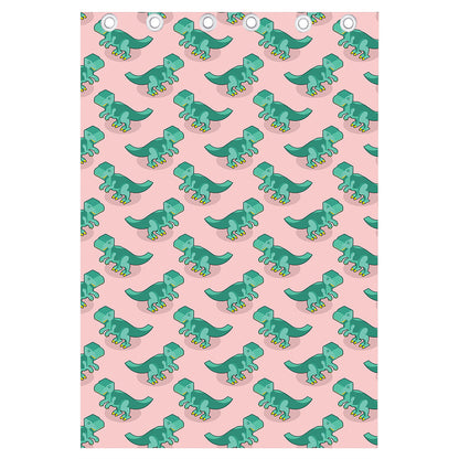 Isometric Tyrannosaurus Pattern Print Curtain