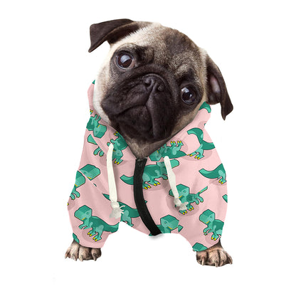 Isometric Tyrannosaurus Pattern Print Dog Zip Up Hoodie