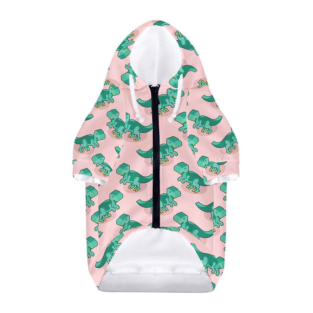 Isometric Tyrannosaurus Pattern Print Dog Zip Up Hoodie