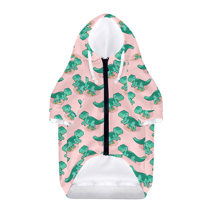 Isometric Tyrannosaurus Pattern Print Dog Zip Up Hoodie