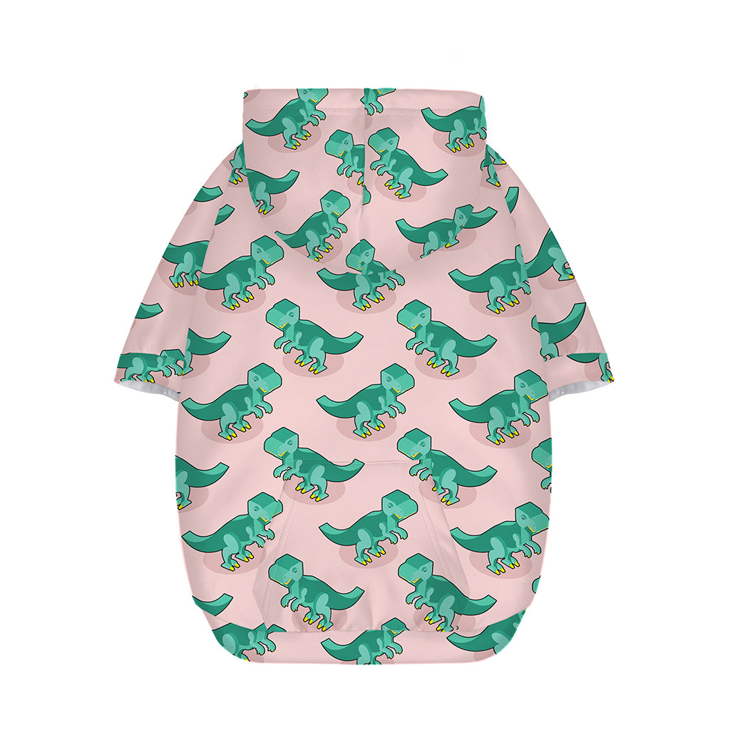 Isometric Tyrannosaurus Pattern Print Dog Zip Up Hoodie