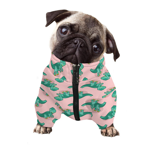 Isometric Tyrannosaurus Pattern Print Dog Zip Up Jacket