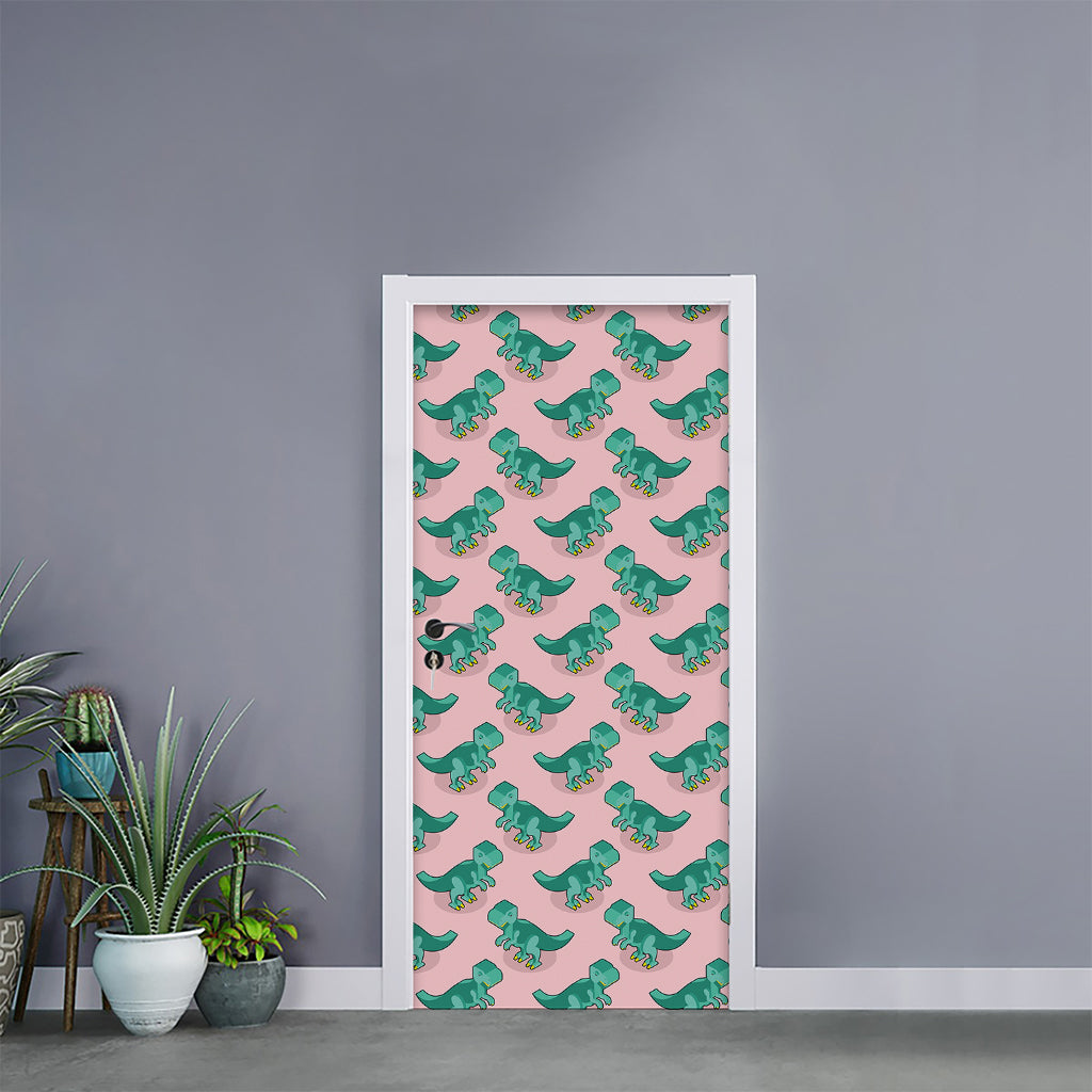 Isometric Tyrannosaurus Pattern Print Door Sticker