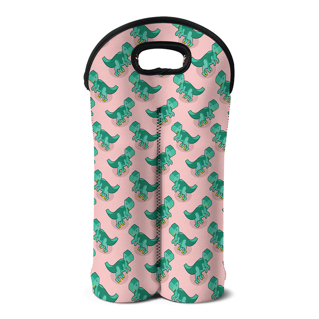 Isometric Tyrannosaurus Pattern Print Double Neoprene Wine Tote