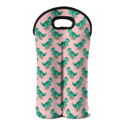 Isometric Tyrannosaurus Pattern Print Double Neoprene Wine Tote