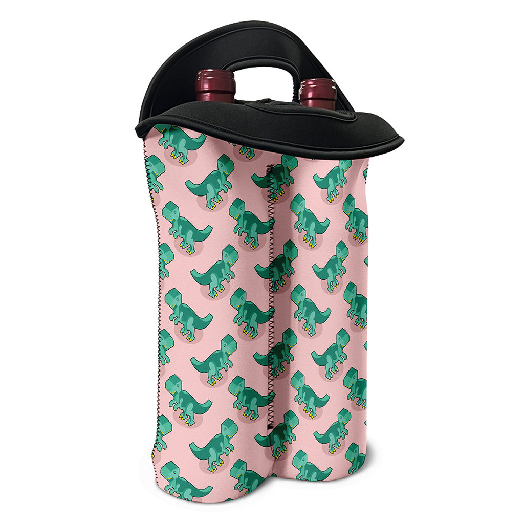 Isometric Tyrannosaurus Pattern Print Double Neoprene Wine Tote