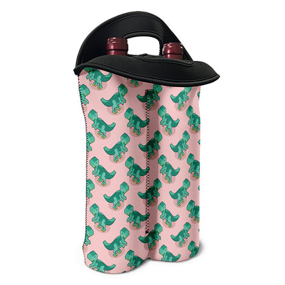 Isometric Tyrannosaurus Pattern Print Double Neoprene Wine Tote