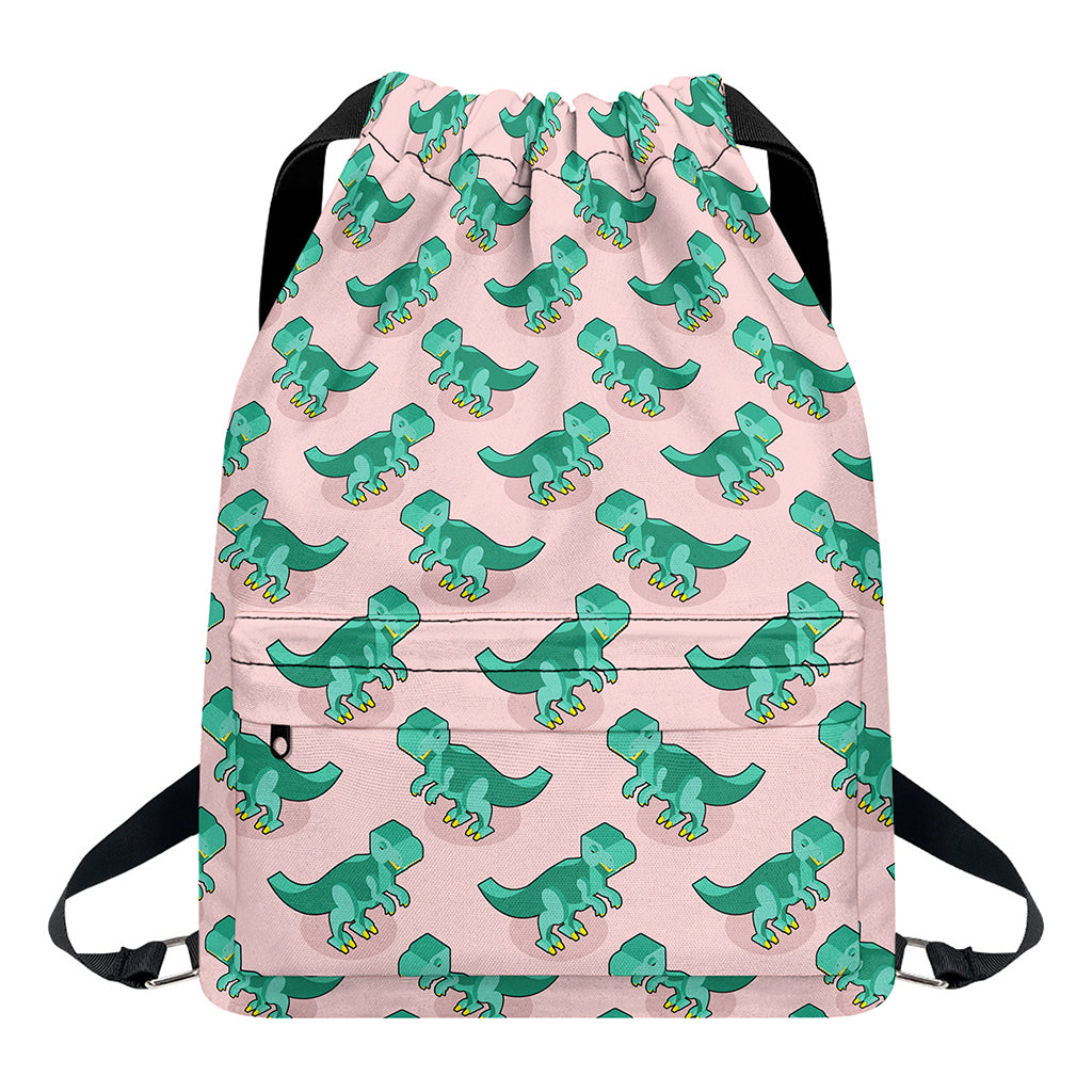 Isometric Tyrannosaurus Pattern Print Drawstring Backpack