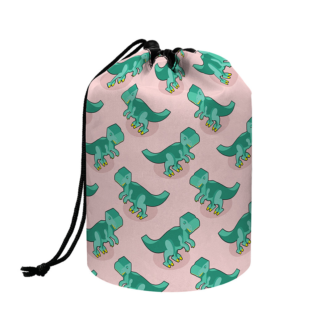 Isometric Tyrannosaurus Pattern Print Drawstring Makeup Bag