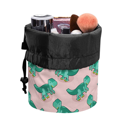 Isometric Tyrannosaurus Pattern Print Drawstring Makeup Bag