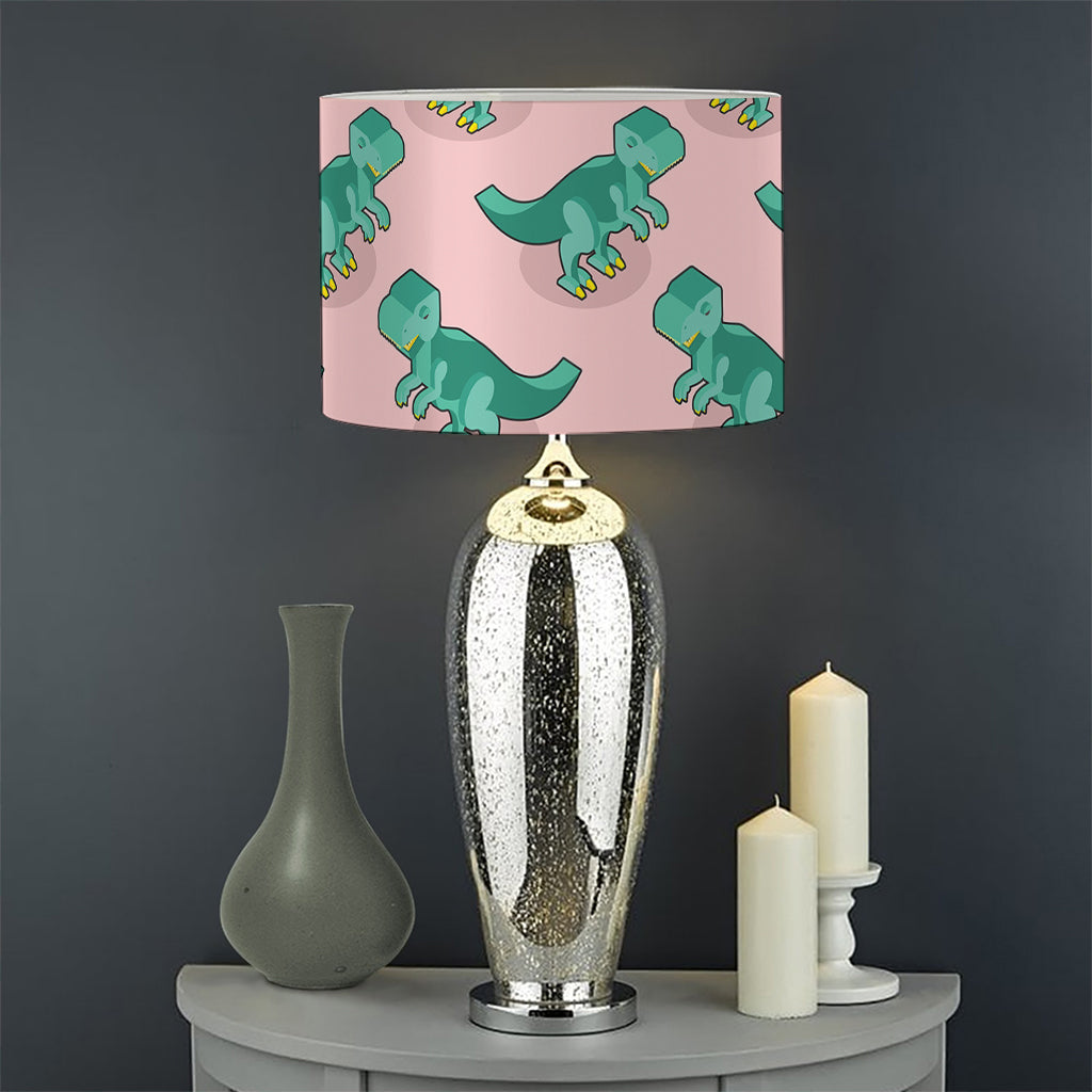 Isometric Tyrannosaurus Pattern Print Drum Lamp Shade
