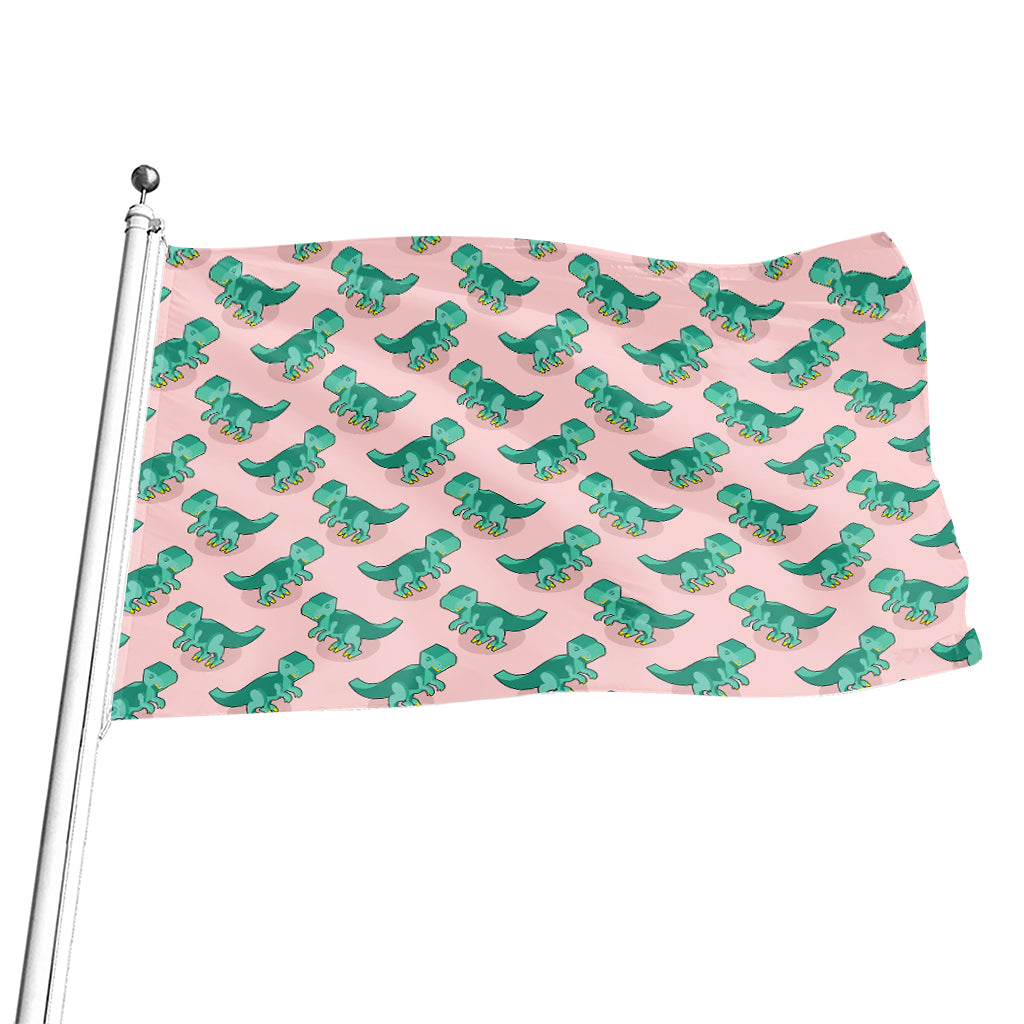 Isometric Tyrannosaurus Pattern Print Flag