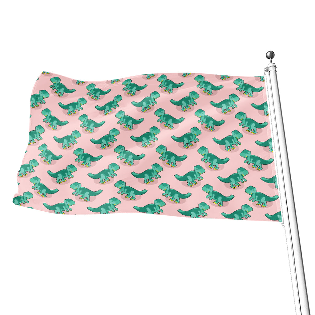 Isometric Tyrannosaurus Pattern Print Flag