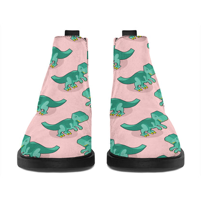 Isometric Tyrannosaurus Pattern Print Flat Ankle Boots