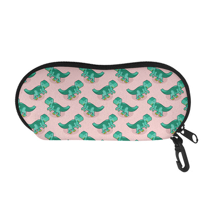 Isometric Tyrannosaurus Pattern Print Glasses Case