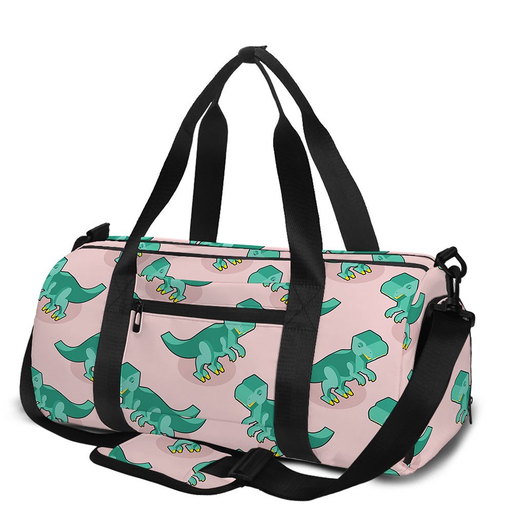 Isometric Tyrannosaurus Pattern Print Gym Bag