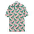 Isometric Tyrannosaurus Pattern Print Hawaiian Shirt