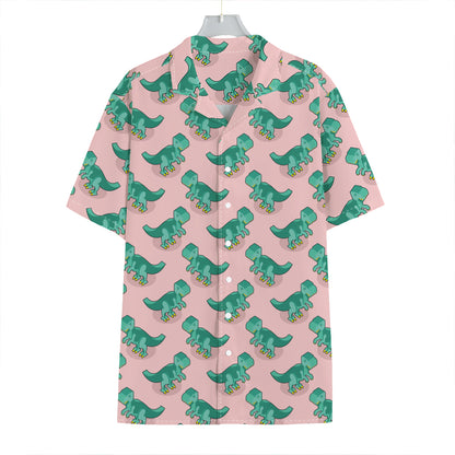 Isometric Tyrannosaurus Pattern Print Hawaiian Shirt