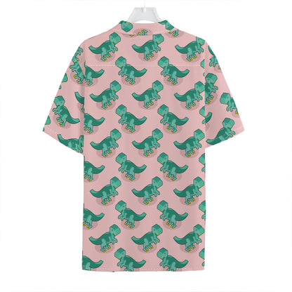 Isometric Tyrannosaurus Pattern Print Hawaiian Shirt