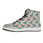 Isometric Tyrannosaurus Pattern Print High Top Leather Sneakers