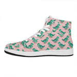 Isometric Tyrannosaurus Pattern Print High Top Leather Sneakers