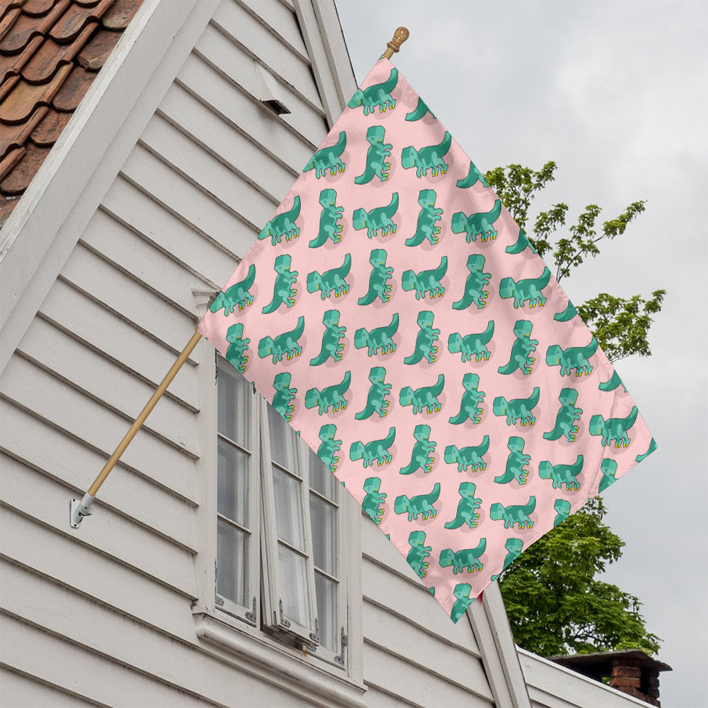 Isometric Tyrannosaurus Pattern Print House Flag
