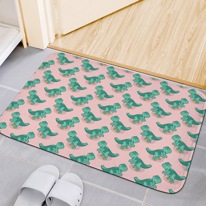 Isometric Tyrannosaurus Pattern Print Indoor Door Mat