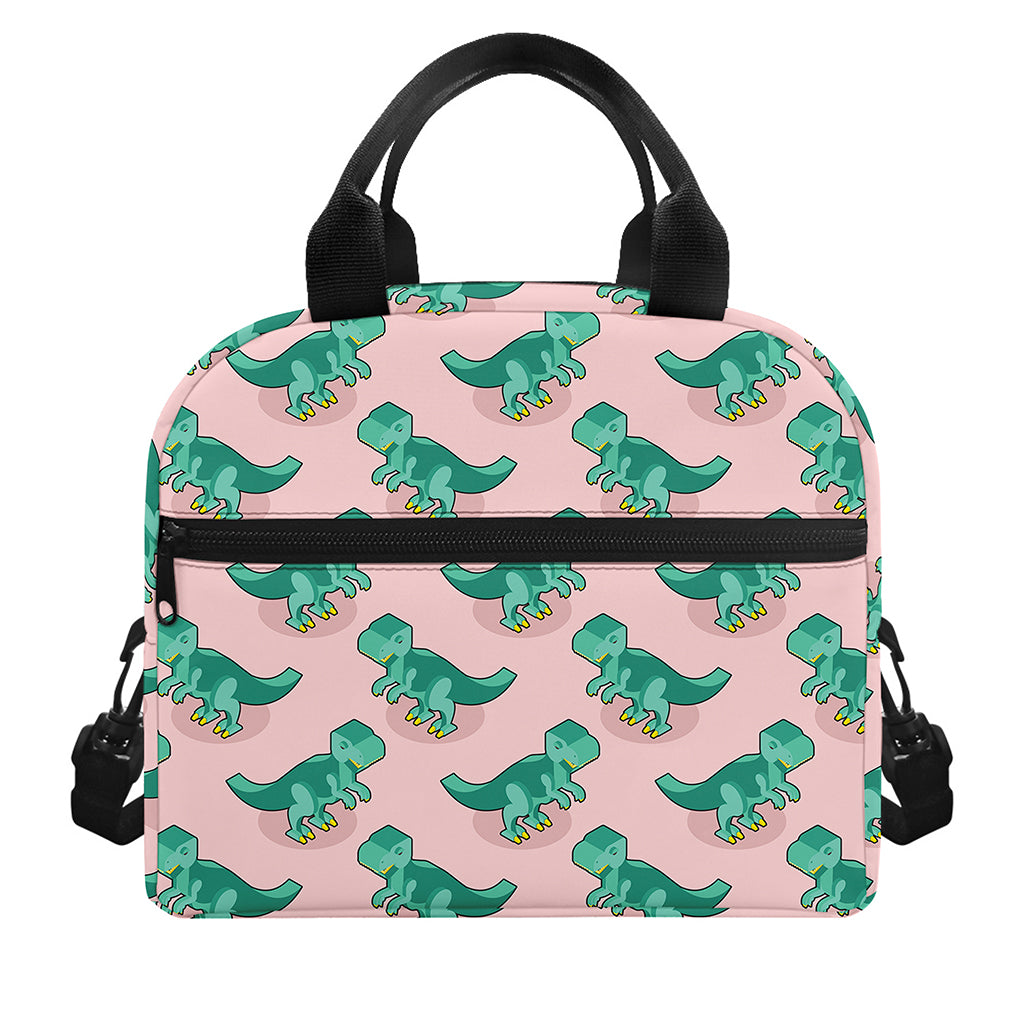 Isometric Tyrannosaurus Pattern Print Insulated Lunch Bag