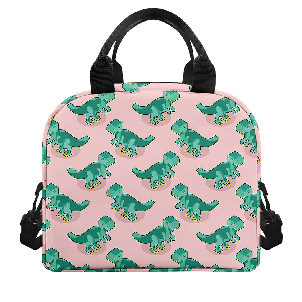 Isometric Tyrannosaurus Pattern Print Insulated Lunch Bag