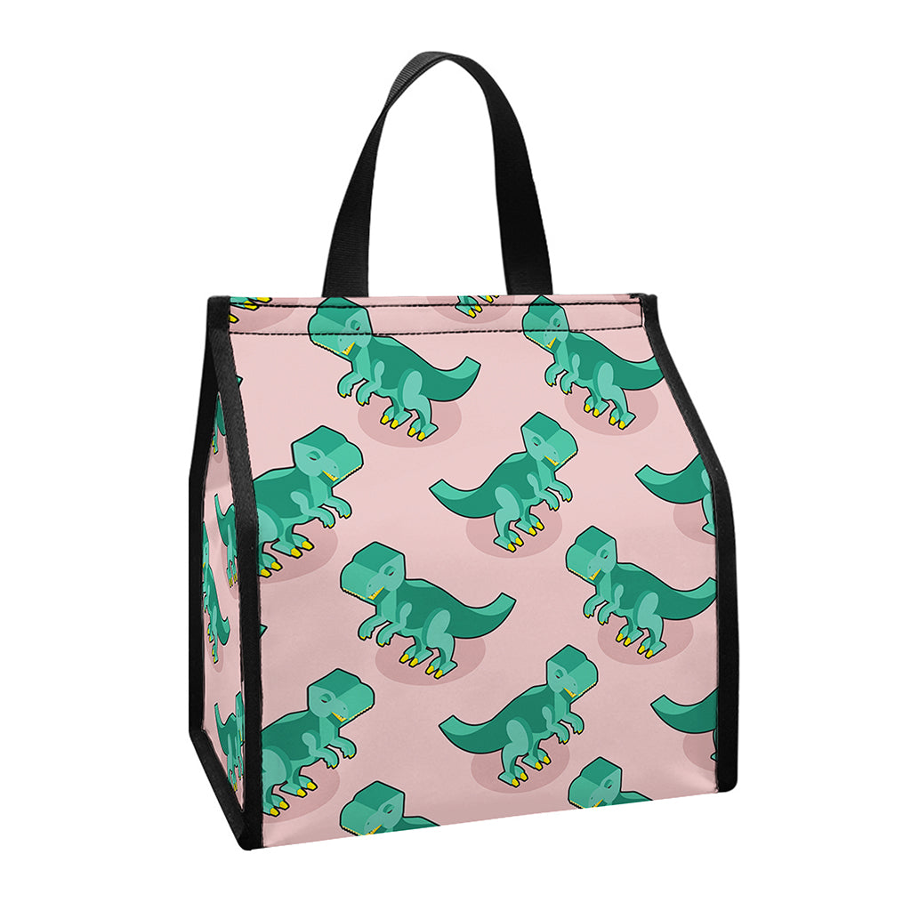 Isometric Tyrannosaurus Pattern Print Insulated Lunch Tote